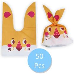 Uitdeelzakjes konijn oranje 50 STUKS - Traktatie zakjes voor Uitdeelcadeautjes - Plastic Uitdeelzakjes Kinderfeestje - Kinderen